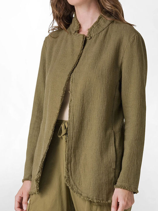 Deha Women's Tweed Blazer Olive Green