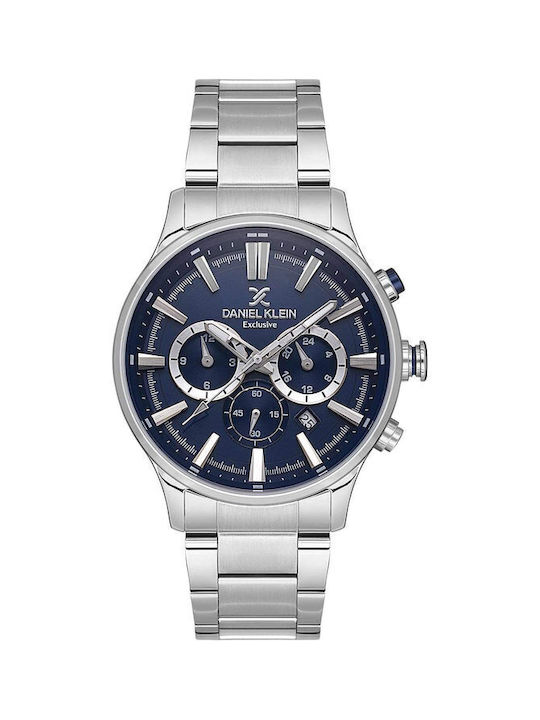 Daniel Klein Exclusive Watch Chronograph Battery with Silver Metal Bracelet