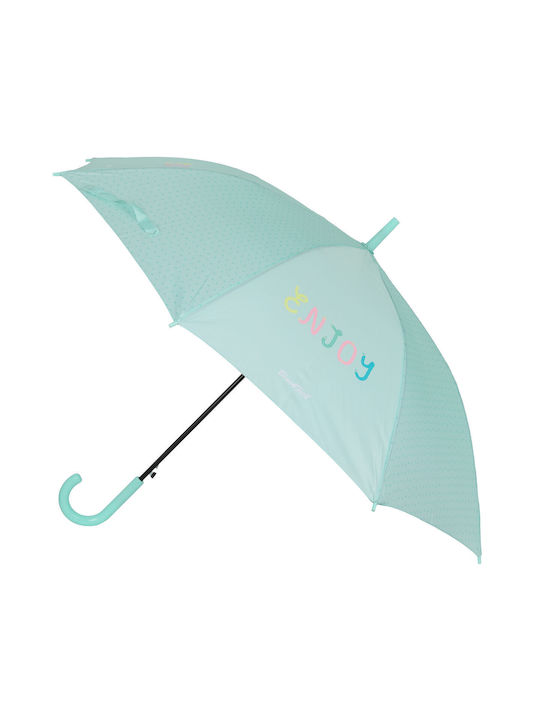 Kids Curved Handle Auto-Open Umbrella with Diameter 105cm Green