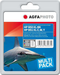 AgfaPhoto 950/951 XL Mehrfachpackung Original Tintenpatronen für Tintenstrahldrucker Cyan / Magenta / Gelb / Schwarz / Foto Blau