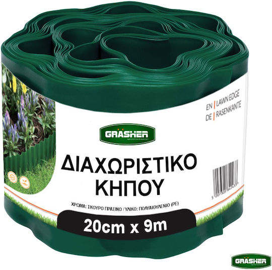 Grasher Plastic Garden Border in Green Color 20cm x 9.0m