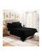 MayHome Σετ Σεντόνια Ημίδιπλα με Λάστιχο 120x200+25εκ. Μαύρο (3τμχ)