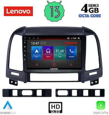 Lenovo Sistem Audio Auto pentru Hyundai Santa Fe 2005-2013 (Bluetooth/USB/AUX/WiFi/GPS/Apple-Carplay/Android-Auto) cu Ecran Tactil 9"