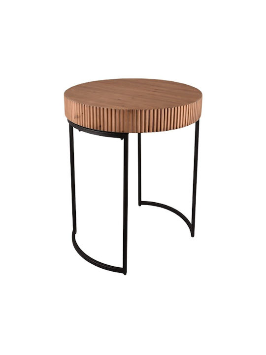 Round Side Table Daria Natural-black 40- L60xW60xH65cm