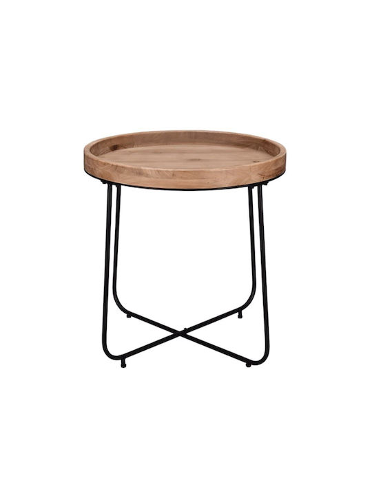 Round Side Table Jil Natural-black 40- L66.5xW66.5xH58cm