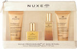 Nuxe Moisturizing & Brightening Travel Cosmetic Set Suitable for All Skin Types with Bubble Bath / Body Cream / Hair Oil 30ml