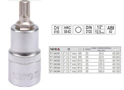 Yato Bit-Stecknuss mit Spline-Bit und Antriebsvierkant 1/2'' Größe M16x55mm 1Stück