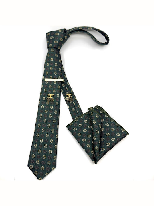 Legend Accessories Herren Krawatten Set Gedruckt in Grün Farbe