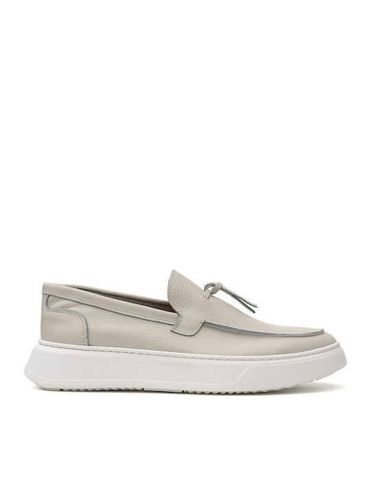 Men's Leather Moccasins White