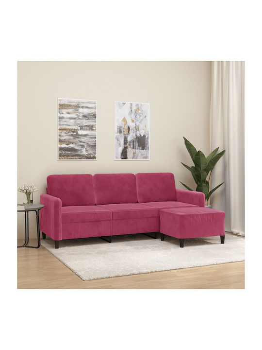 Dreisitzer Sofa Samt Burgundisch 198x77x80cm