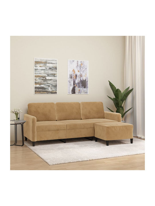 Dreisitzer Sofa Samt Braun 198x77x80cm