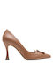 FM Leather Pointed Toe Brown Heels