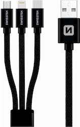 Swissten USB към Lightning / Type-C / micro USB Кабел 1.2м 72501101 Swissten USB към Lightning / Type-C / micro USB Кабел 1.2м 72501101