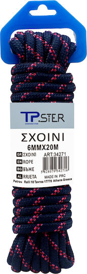 Tpster Σχοινί Διαμέτρου 6mm με Μήκος 1m Μαύρο Μαύρο