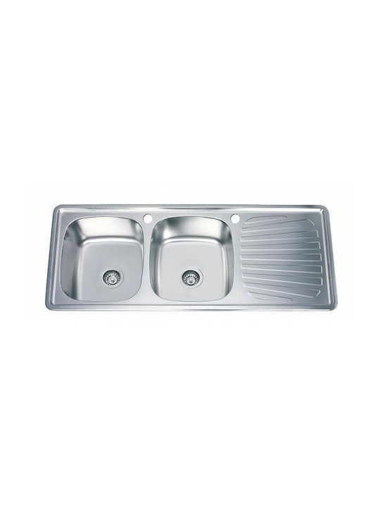 Inter Ceramic Ένθετος Νεροχύτης Inox με Μπαταρία Μ120xΠ50cm Ασημί