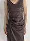 Mini Evening Leather Dress Brown