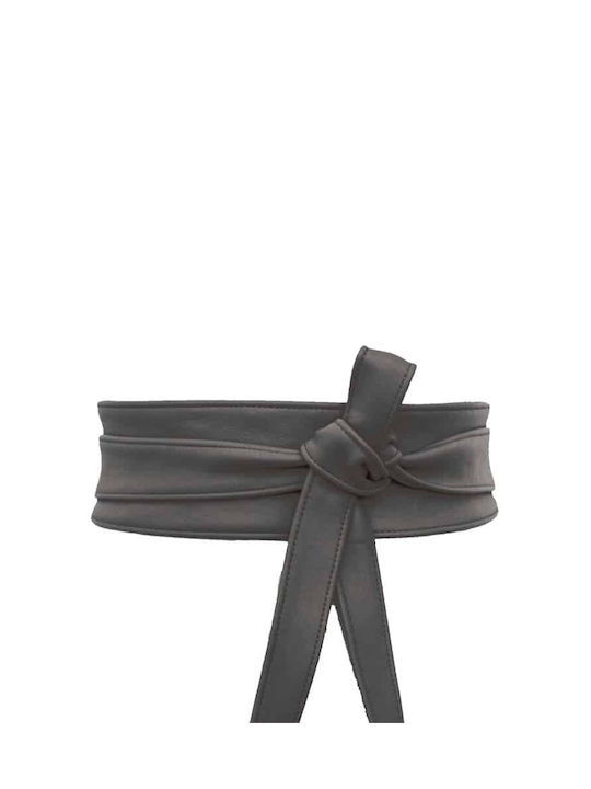 Wide Leather Women's Belt Gray