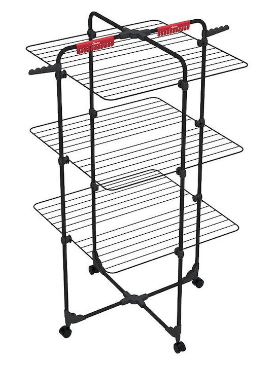 Vileda Mixer 3 Folding Floor Metallic Clothes Drying Rack with Wheels with Hanging Length 30m