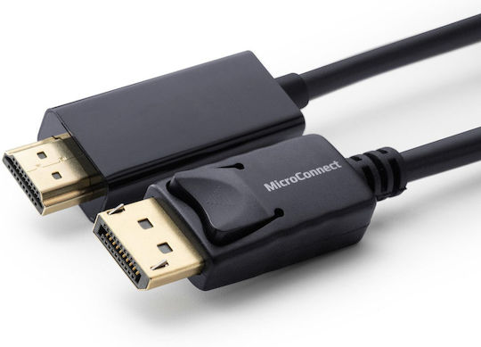 Microconnect Cable DisplayPort male - HDMI male 1m Μαύρο (MC-DP-HDMI-100)