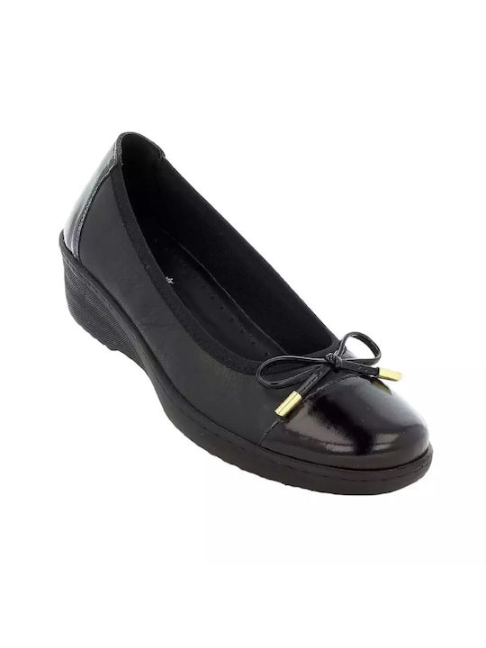 Emanuele Anatomic Leather Ballerinas Black