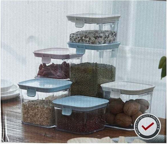 Lalos Set of 5 General Use Food Jars with Airtight Plastic Transparent Lid 5 Pieces
