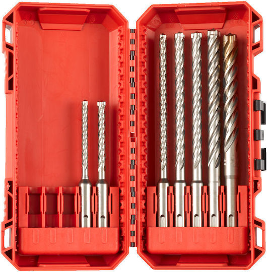 Milwaukee Set 7 Burghie cu Diamant cu Patru Tăișuri Carbură cu Tija SDS Plus pentru Materiale de construcție