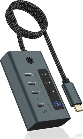 Icy Box Hub 10 Θυρών USB 3.2 με σύνδεση USB-A Γκρι