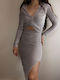 Set mit Hoch tailliert Midi Rock Beige