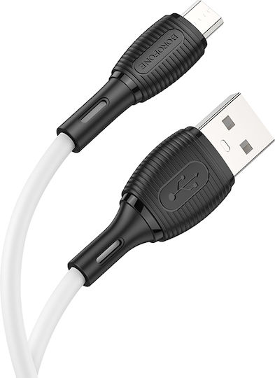 Borofone Regular USB 2.0 to micro USB Cable Λευκό 1m 1τμχ