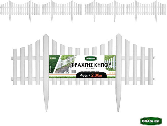 Grasher Plastic Garden Hedge in White Color 4 Pieces