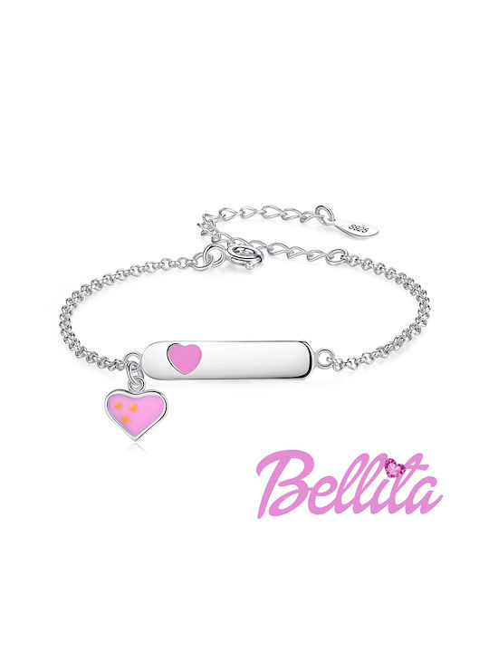 Bellita Kids Silver ID Bracelet with Heart for Girl