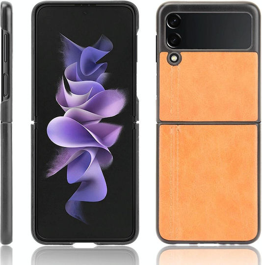 Shockproof Sewing Cow Pattern Skin Back Cover Plastic / Silicone Orange (Galaxy Z Flip3)