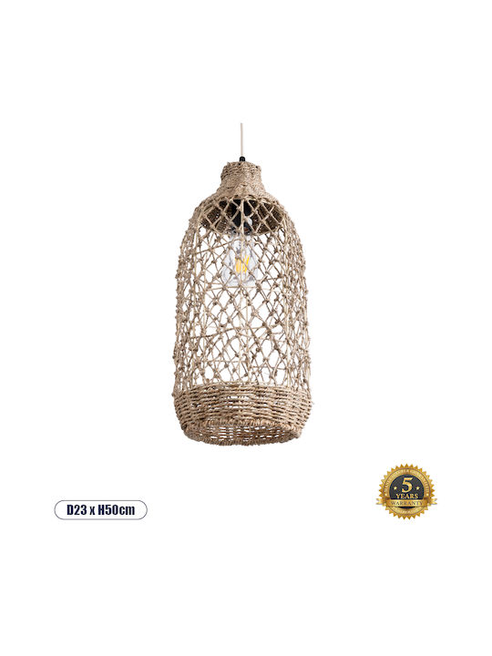 GloboStar Pendant Light Single-Light Grid for Socket E27 Beige