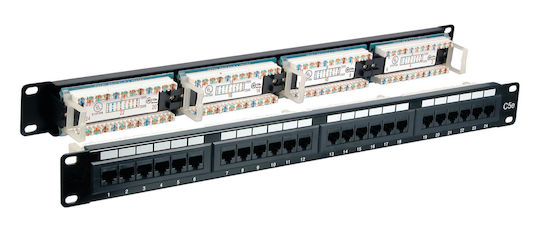 EFB Пач Панел Efb-elektronik за Rack 1U 19" 24 Порта cat6 Черен