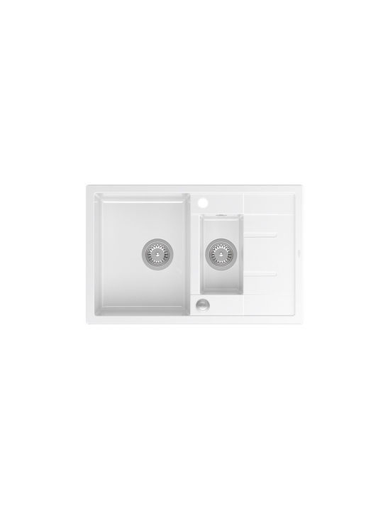GraniteQ Morgan 156 Drop-In Kitchen Sink Stainless Steel MxW White