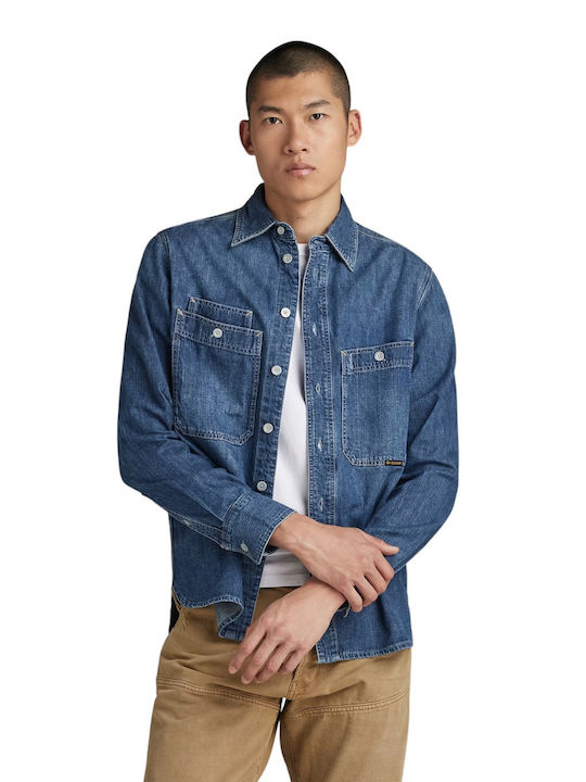 Nimes Overshirt Mânecă Lungă În Linie Regular Fit Albastru