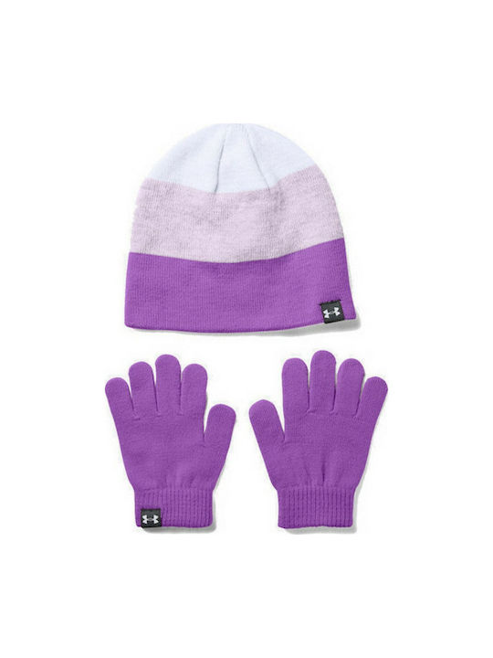 Under Armour Kids Beanie Set with Gloves Knitted Purple