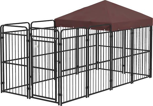 Pawhut Metallic Dog Fencing Accessory 282x121x159cm Brown