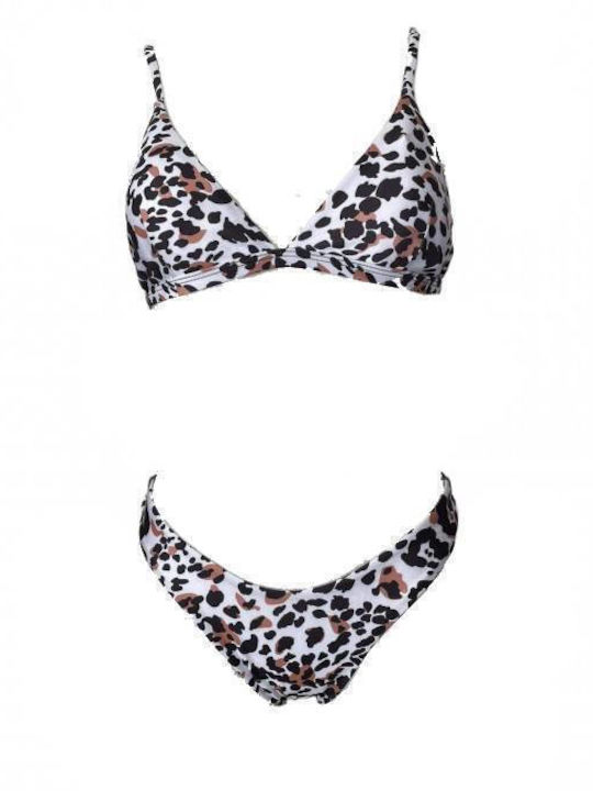 Modern Ocean Set Bikini Τριγωνάκι Animal Print Λεύκο, Καφέ & Μαύρο