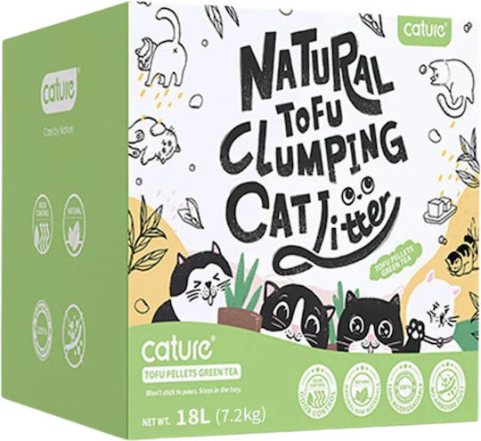 Cature Natural Tofu Clumping Cat Litter Cat Pellet Tofu with Scent Green Tea 18lt