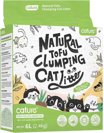 Cature Natural Tofu Clumping Cat Litter Cat Pellet Tofu with Scent Green Tea 6lt