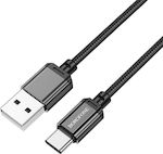 Borofone Braided USB 2.0 Cable USB-C male - USB-A Μαύρο 1m