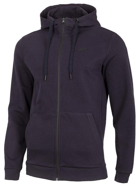 4F Herren Sweatshirt Jacke mit Kapuze Marineblau