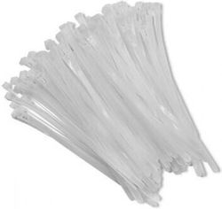 Qoltec Pack of 100pcs White Plastic Cable Ties 250x72mm