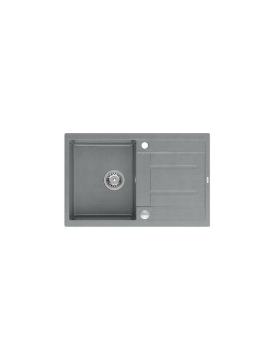 GraniteQ Morgan 111 Drop-In Sink Inox W78xD50cm Gray