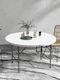 Outdoor Dinner Foldable Table with Plastic Surface and Metal Frame Grey and white 122x122x73cm
