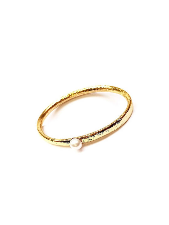 Gold plated grained bracelet with pearl