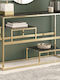 Console Table Metal with Glass Surface Gold L110xW35xH70cm