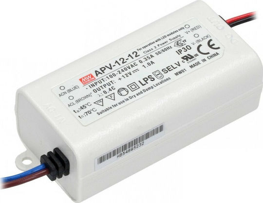 Mean Well Apv Sursă de alimentare LED IP42 Putere 12W cu Tensiune de Ieșire 12V