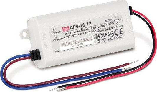 Mean Well APV-16-24 LED Захранване IP42 Мощност 16W с Изходно Напрежение 24V